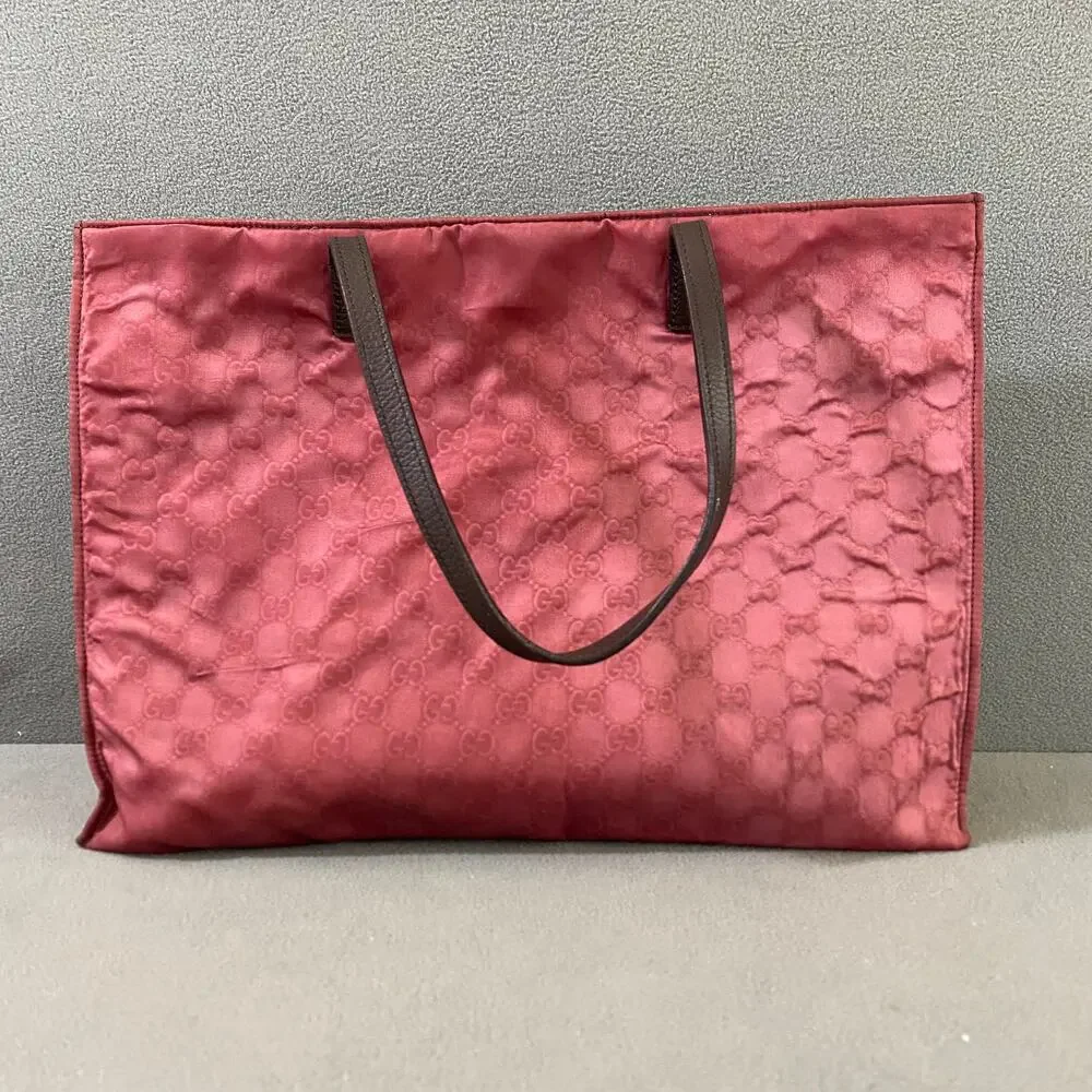 GUCCI Light Red Nylon‎ Embossed Tote Bag Project Piece 355729 467891 Princy - Picture 6 of 16